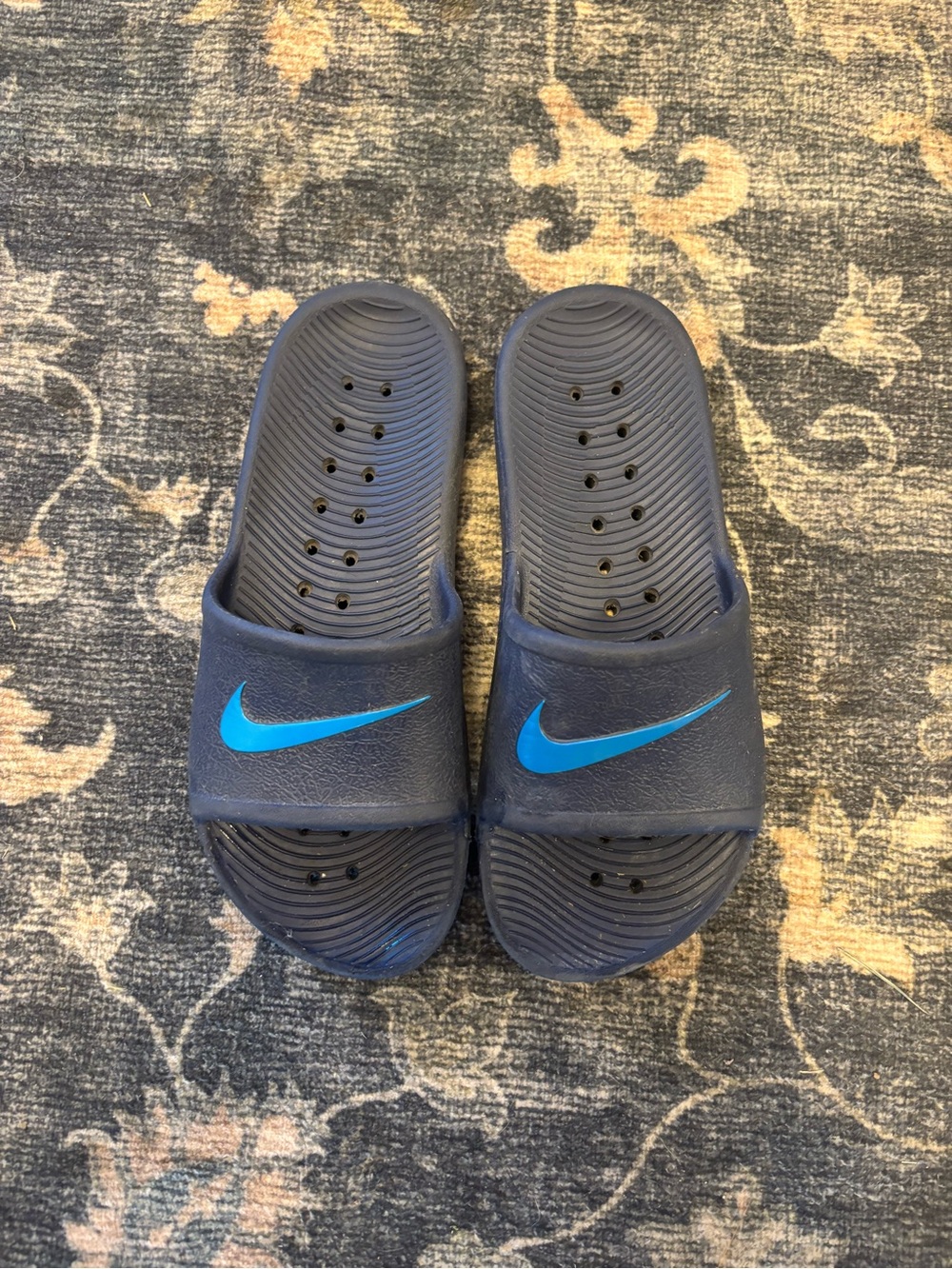Nike Navy Slide Sandals with Dark Blue Footbed